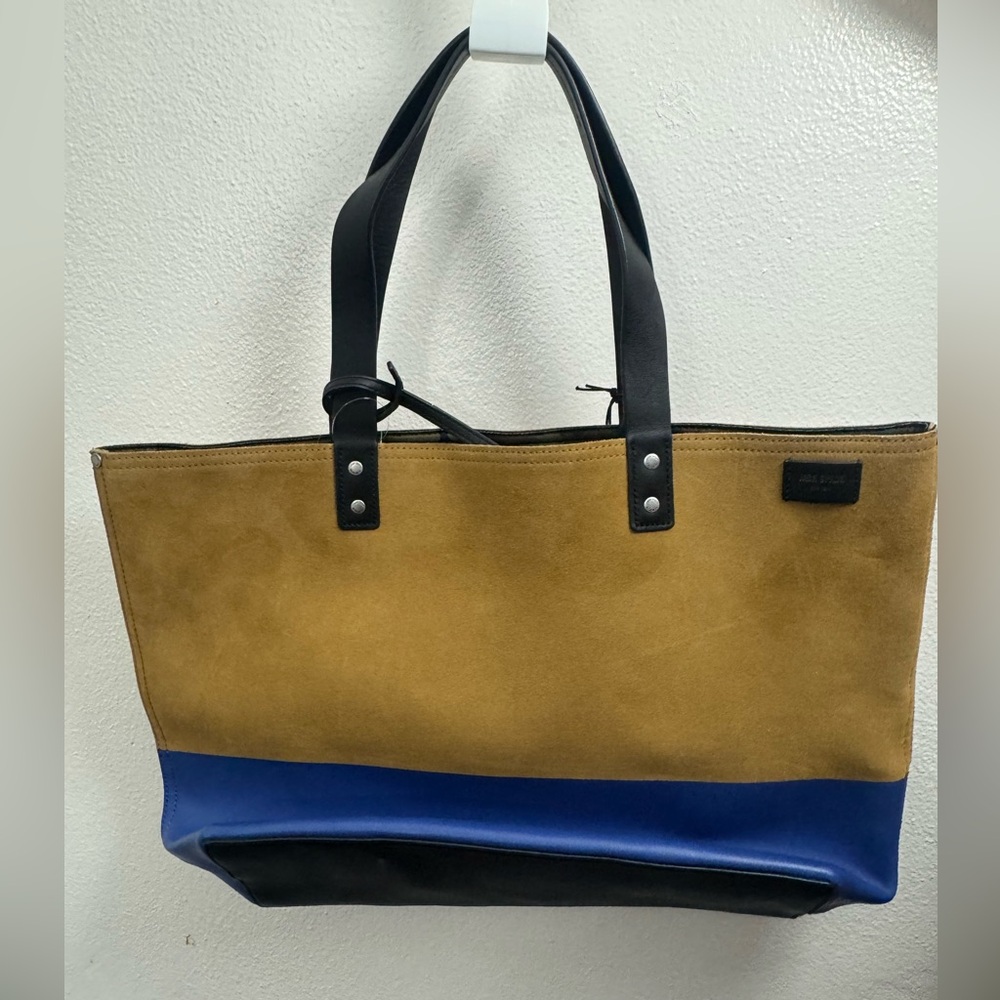 Jack Spade Tan Suede Tote with Blue and Black Accents - Picture 5 of 7
